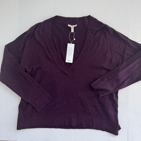 Eileen Fisher Purple V-Neck Sweater Relaxed Fit Size Medium NWT - Picture 1 of 6